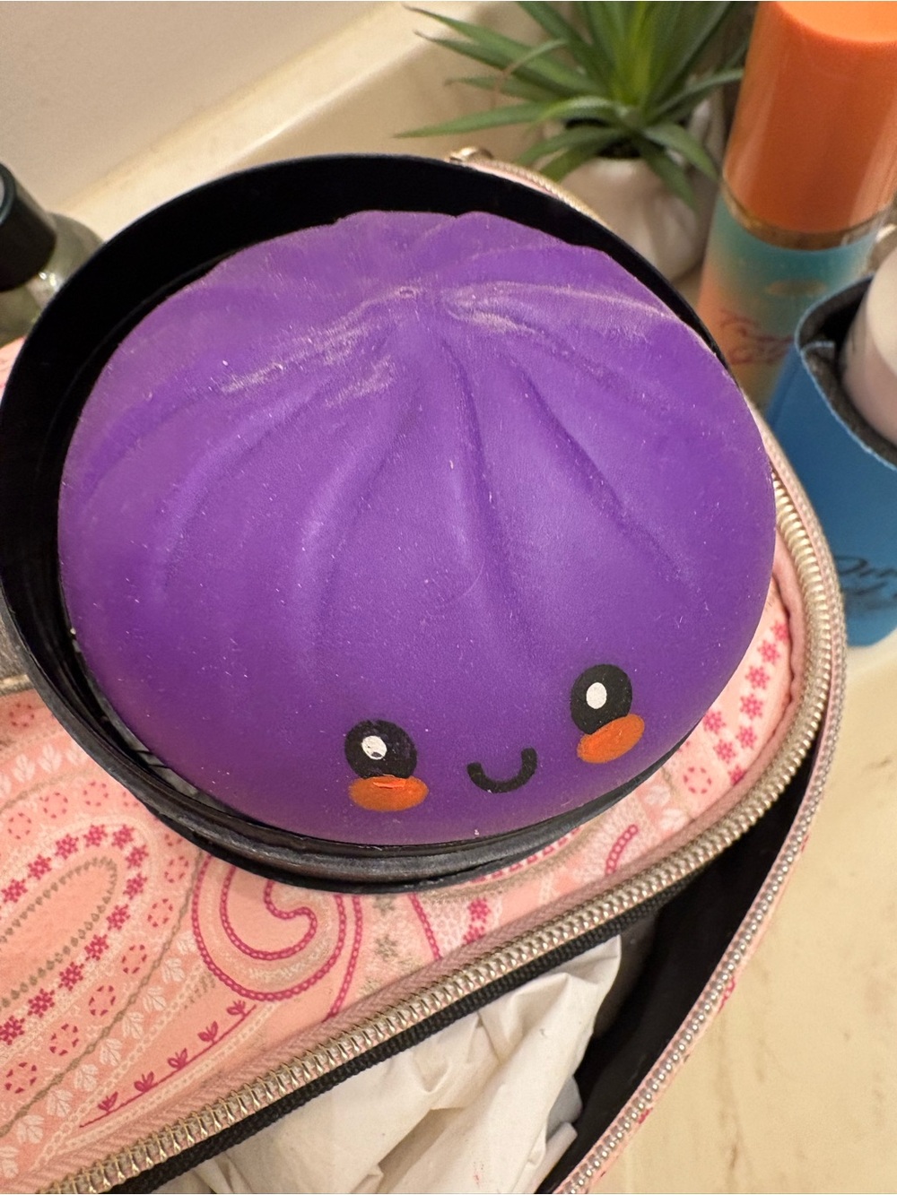 Purple Kawaii Squishy Toy - Cute Smiling Stress Relief